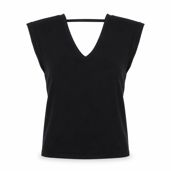 Nasty Gal Womens Black Viscose Basic T-Shirt Size 6 V-Neck
