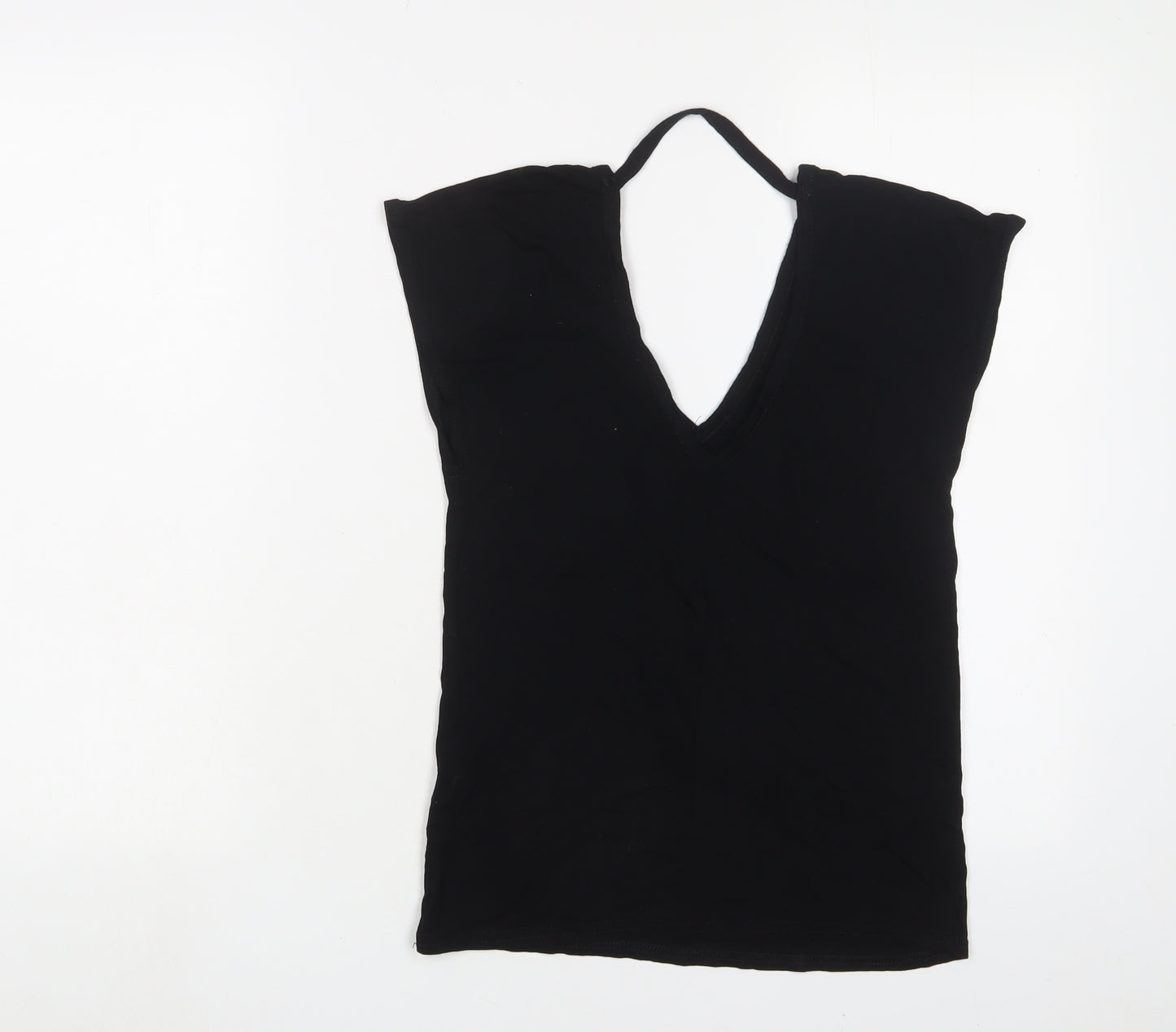 Nasty Gal Womens Black Viscose Basic T-Shirt Size 6 V-Neck