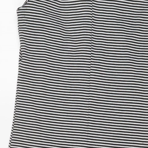 Dunnes Stores Womens Black Striped Polyester A-Line Size 10 Scoop Neck Pullover - Buttons