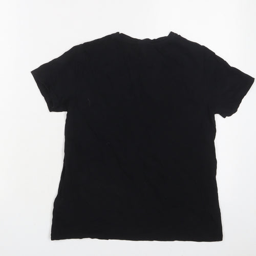 New Look Womens Black Cotton Basic T-Shirt Size 8 Crew Neck - Amour