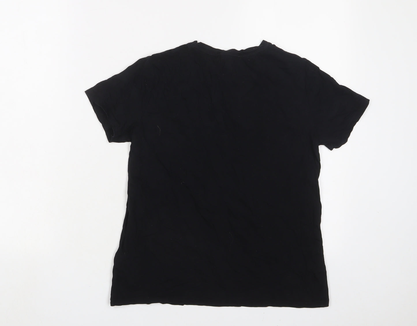 New Look Womens Black Cotton Basic T-Shirt Size 8 Crew Neck - Amour