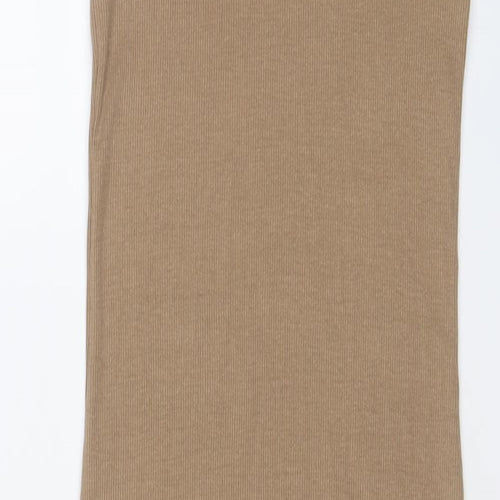 Zara Womens Beige Cotton Bodycon Size S Roll Neck Pullover