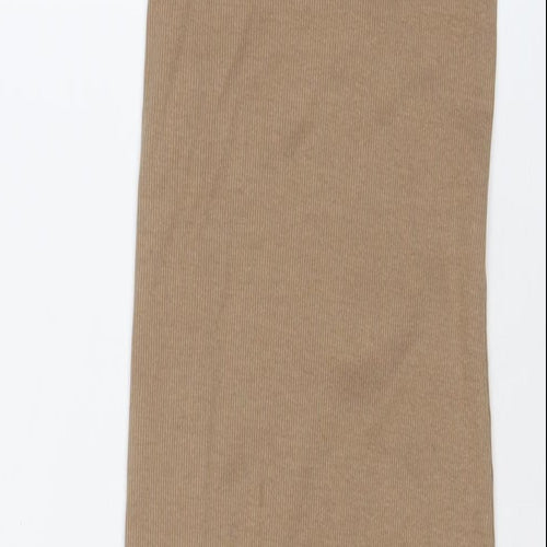 Zara Womens Beige Cotton Bodycon Size S Roll Neck Pullover