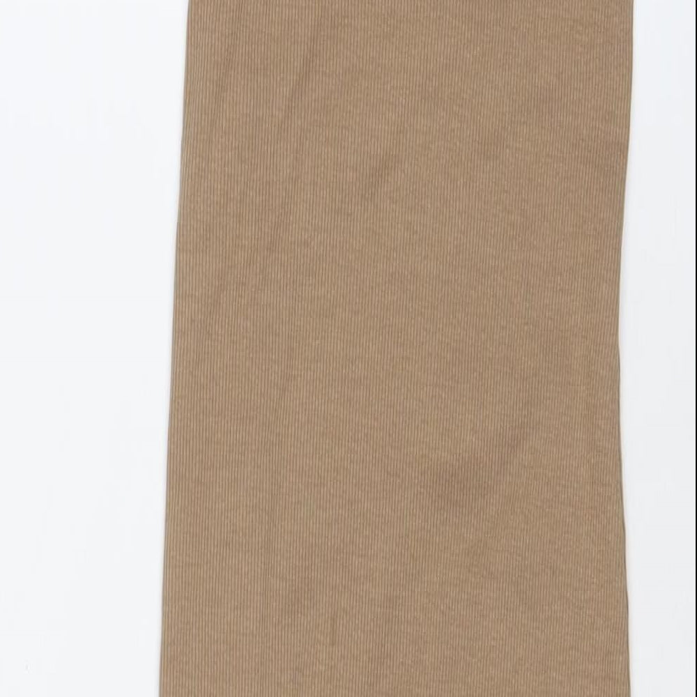 Zara Womens Beige Cotton Bodycon Size S Roll Neck Pullover