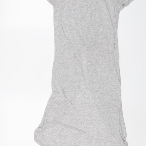 Zara Womens Grey Viscose Tunic T-Shirt Size S Crew Neck