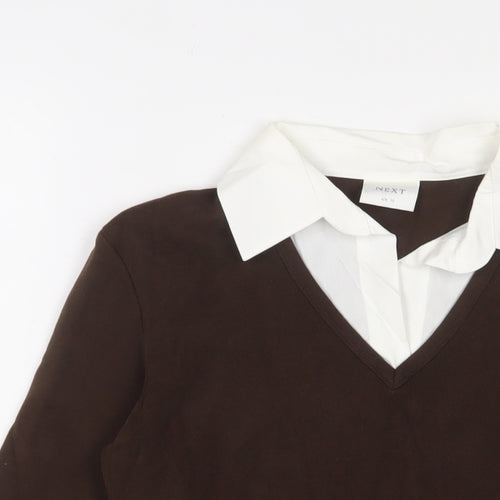 NEXT Womens Brown Cotton Basic Polo Size 10 Collared