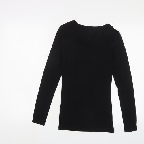 Marks and Spencer Womens Black Acrylic Basic T-Shirt Size 8 Crew Neck