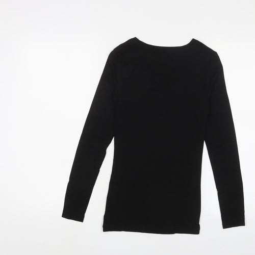 Marks and Spencer Womens Black Acrylic Basic T-Shirt Size 8 Crew Neck