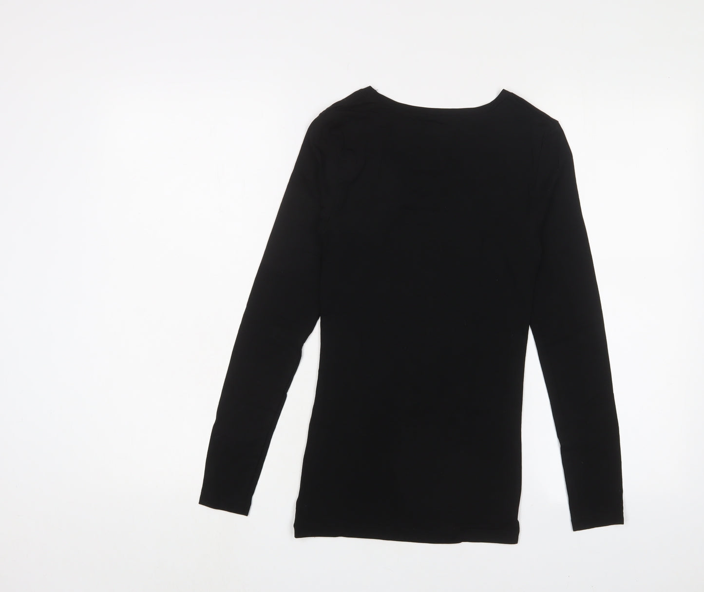 Marks and Spencer Womens Black Acrylic Basic T-Shirt Size 8 Crew Neck