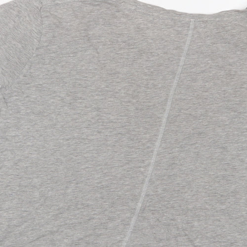 Marks and Spencer Womens Grey Cotton Basic T-Shirt Size 14 Crew Neck - Embroidered