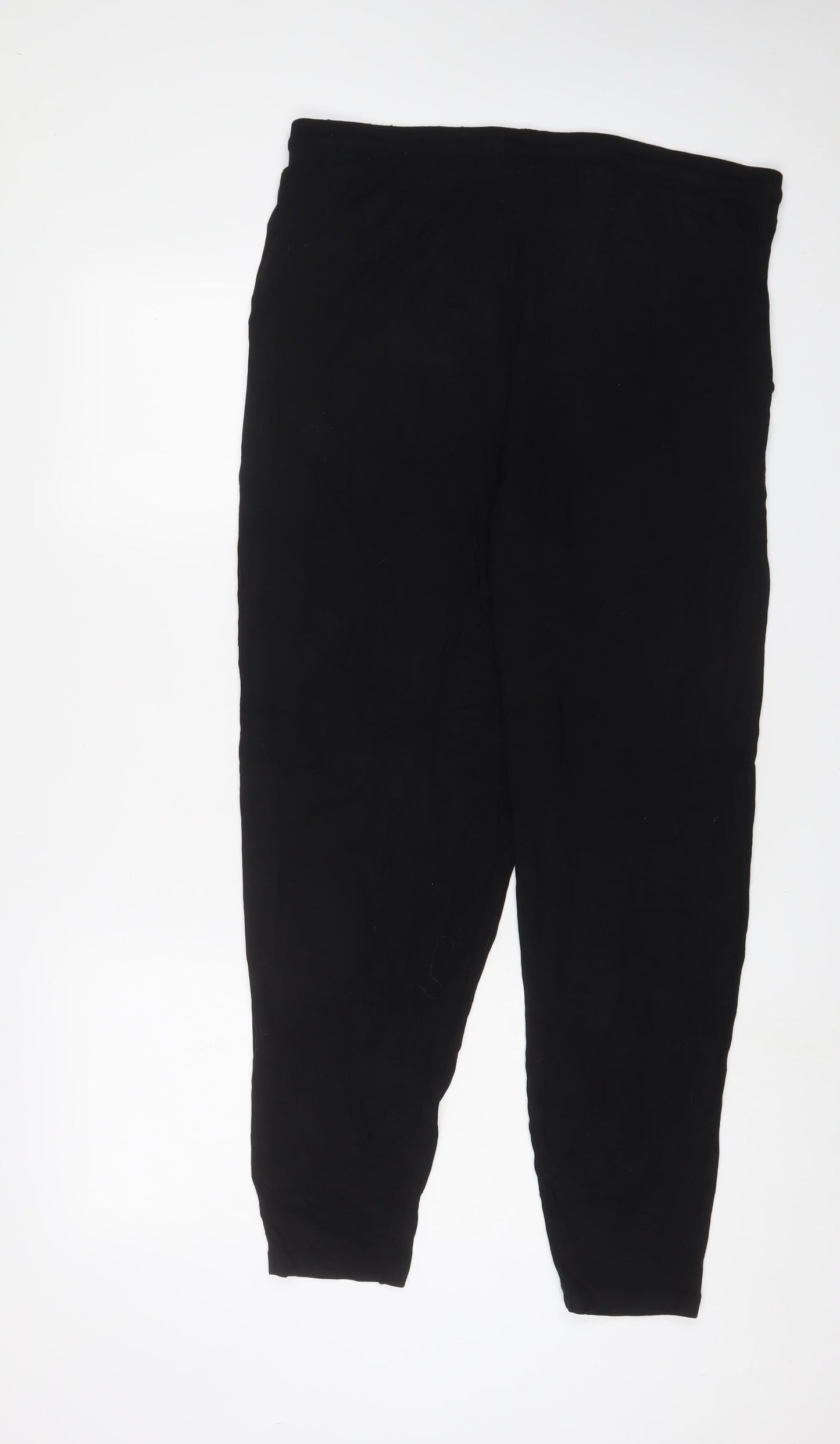 Marks and Spencer Womens Black Viscose Trousers Size 16 L31 in Regular Drawstring
