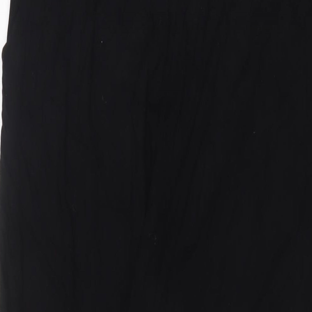 Marks and Spencer Womens Black Viscose Trousers Size 16 L31 in Regular Drawstring