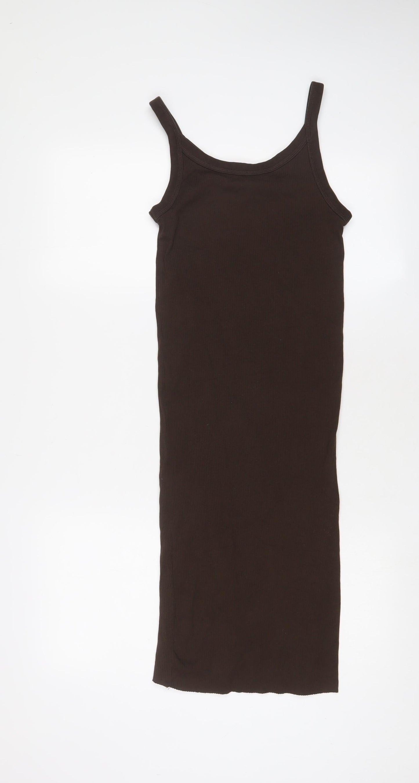 H&M Womens Brown Cotton Bodycon Size XS Scoop Neck Pullover