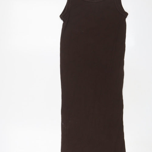 H&M Womens Brown Cotton Bodycon Size XS Scoop Neck Pullover