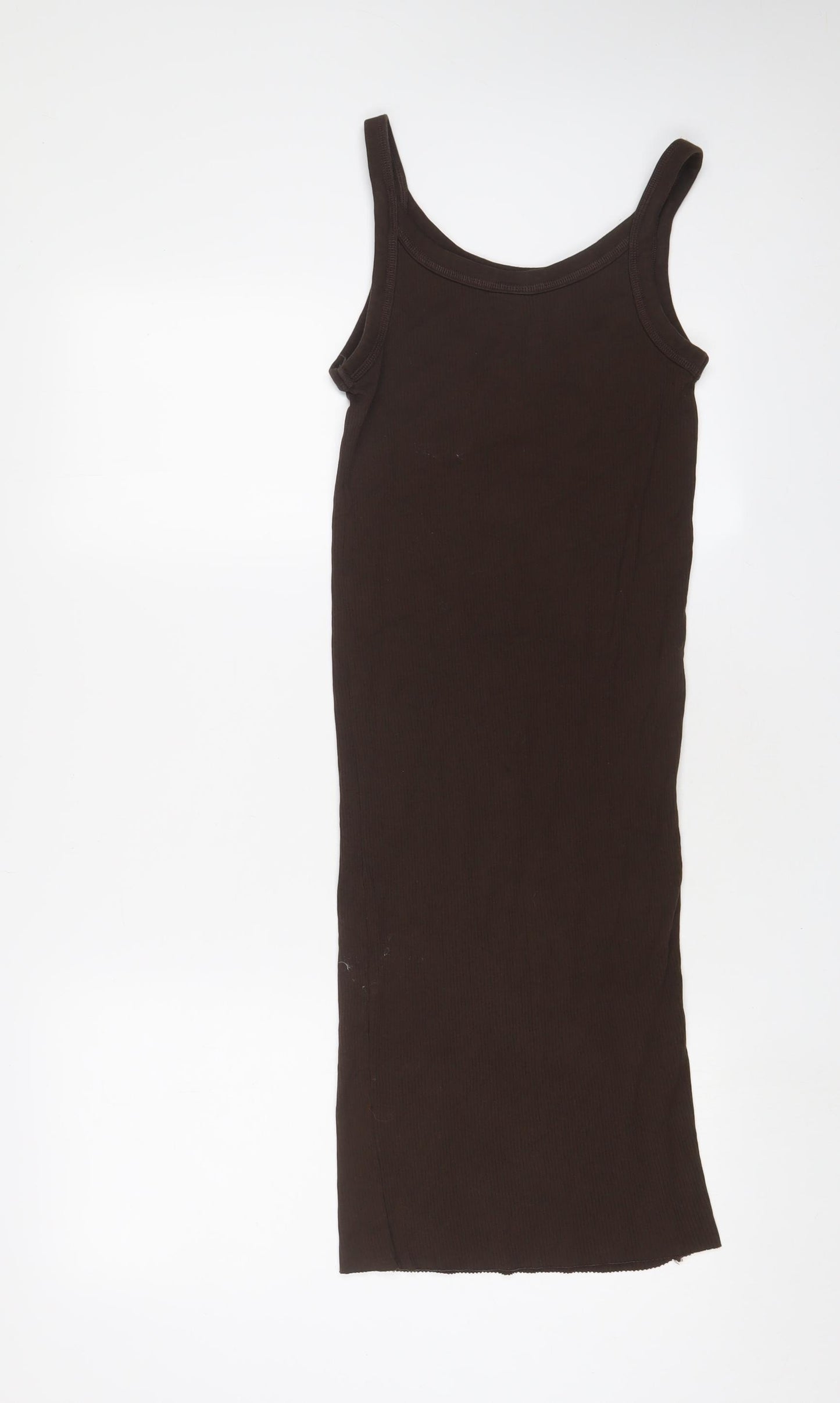 H&M Womens Brown Cotton Bodycon Size XS Scoop Neck Pullover