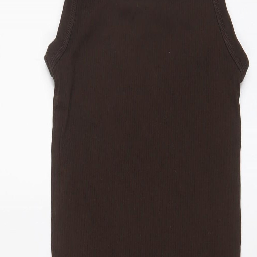 H&M Womens Brown Cotton Bodycon Size XS Scoop Neck Pullover