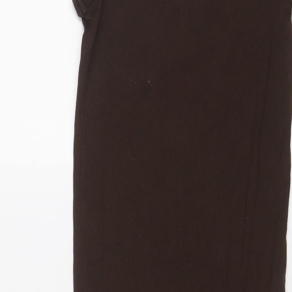 H&M Womens Brown Cotton Bodycon Size XS Scoop Neck Pullover