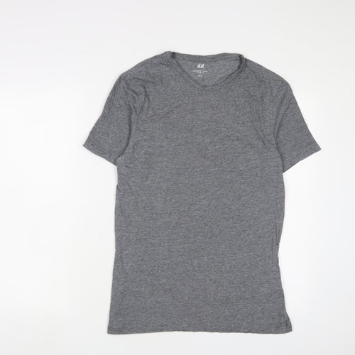 H&M Mens Grey Cotton T-Shirt Size M Crew Neck