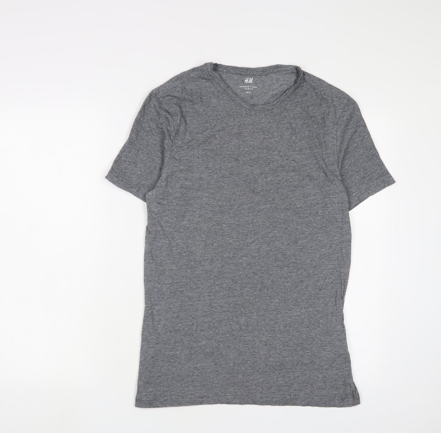 H&M Mens Grey Cotton T-Shirt Size M Crew Neck