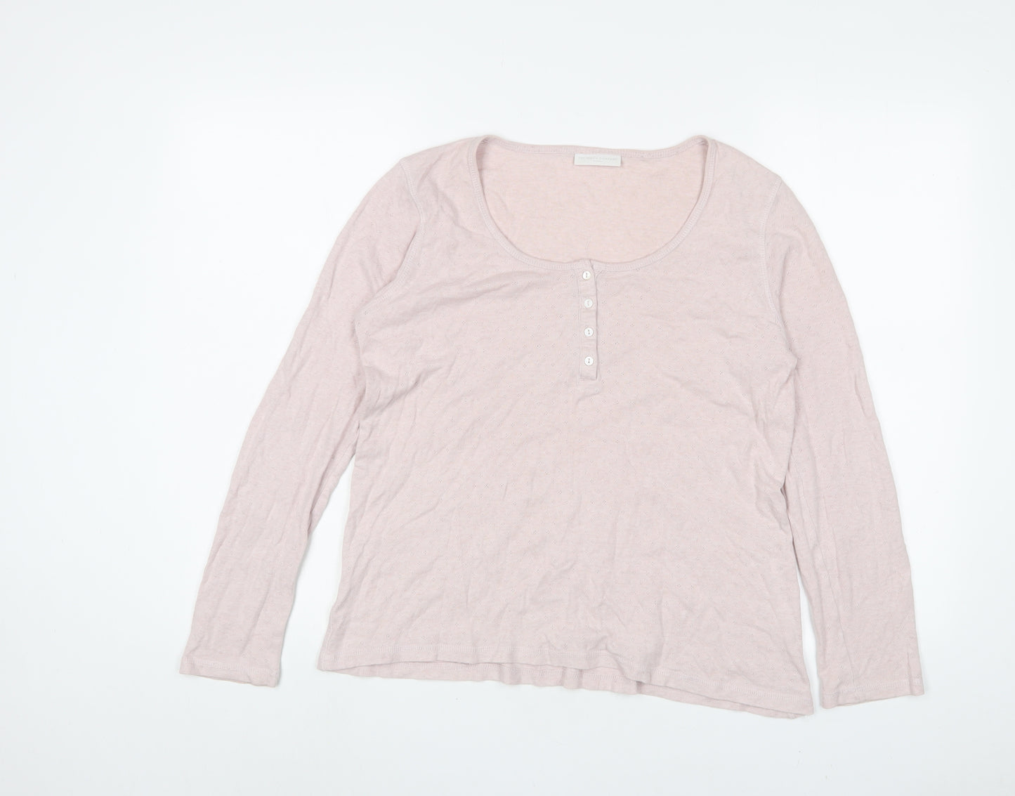 THE WHITE COMPANY Womens Pink Cotton Basic T-Shirt Size M Henley