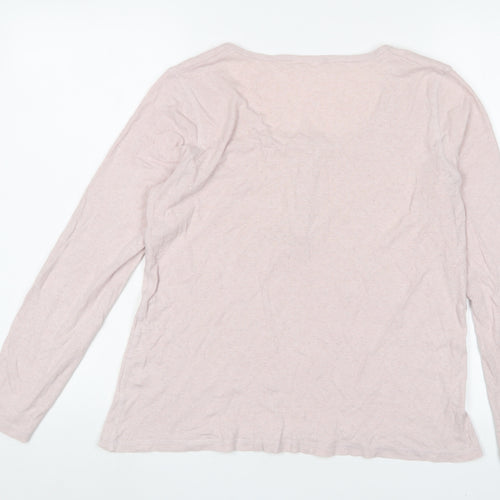 THE WHITE COMPANY Womens Pink Cotton Basic T-Shirt Size M Henley