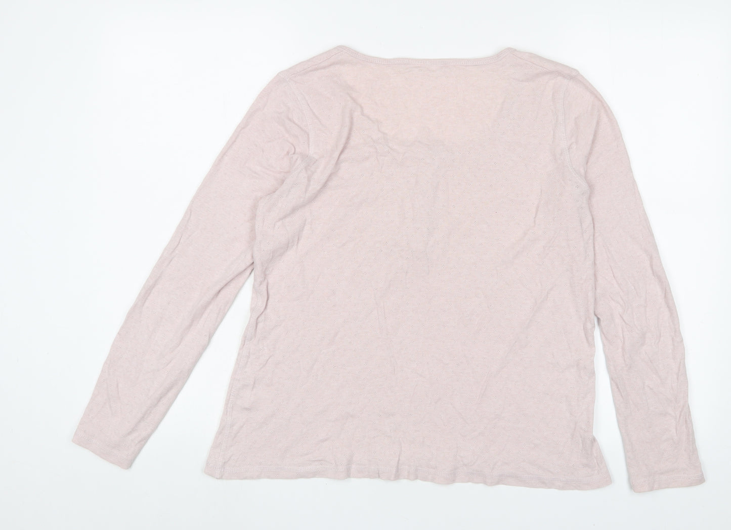 THE WHITE COMPANY Womens Pink Cotton Basic T-Shirt Size M Henley