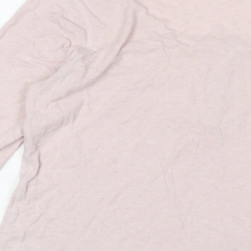 THE WHITE COMPANY Womens Pink Cotton Basic T-Shirt Size M Henley