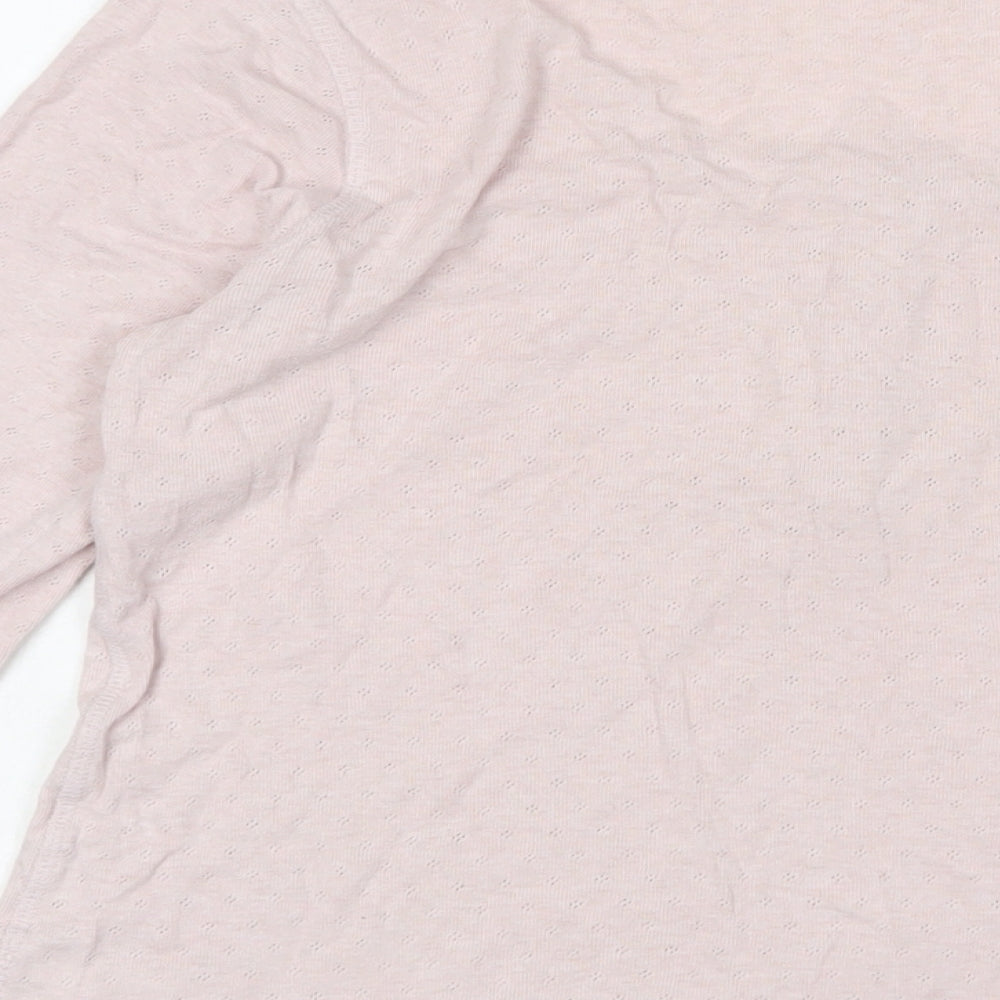 THE WHITE COMPANY Womens Pink Cotton Basic T-Shirt Size M Henley