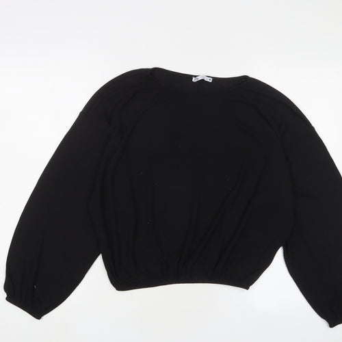 Zara Womens Black Crew Neck Polyester Pullover Jumper Size S