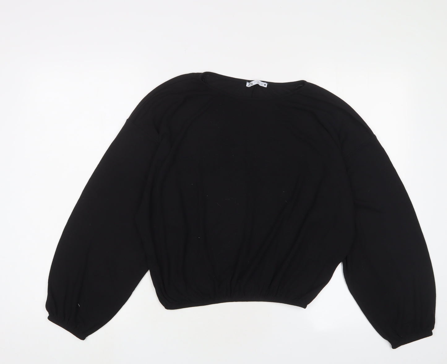 Zara Womens Black Crew Neck Polyester Pullover Jumper Size S