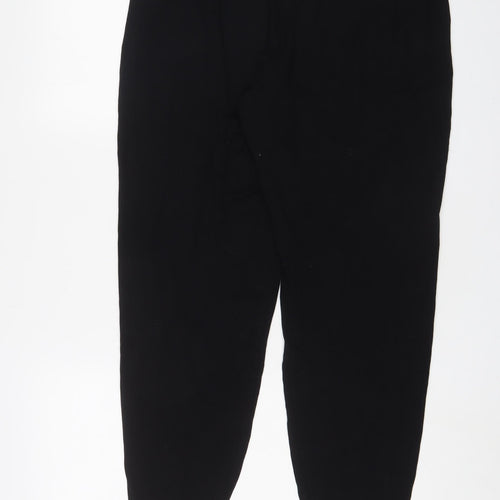 NEXT Womens Black Viscose Trousers Size 16 L29 in Regular Drawstring
