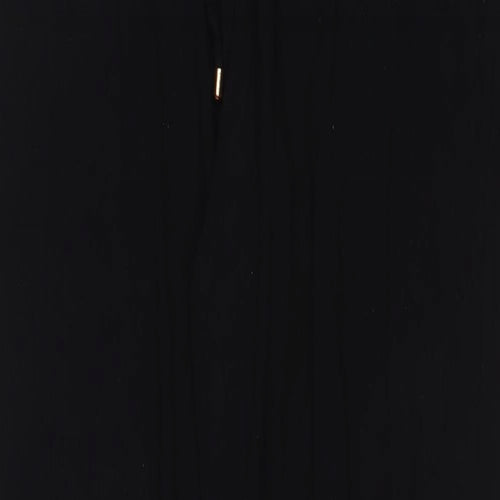 NEXT Womens Black Viscose Trousers Size 16 L29 in Regular Drawstring