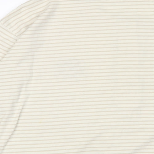 Berkertex Womens Ivory Striped Polyester Basic T-Shirt Size 18 Henley - Flower, Embroidered