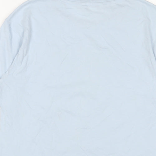 Monki Womens Blue Cotton Basic T-Shirt Size 2XS Crew Neck - Flowers Detail