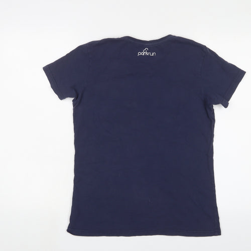 Parkrun Womens Blue Cotton Basic T-Shirt Size 12 Crew Neck - Embroidered