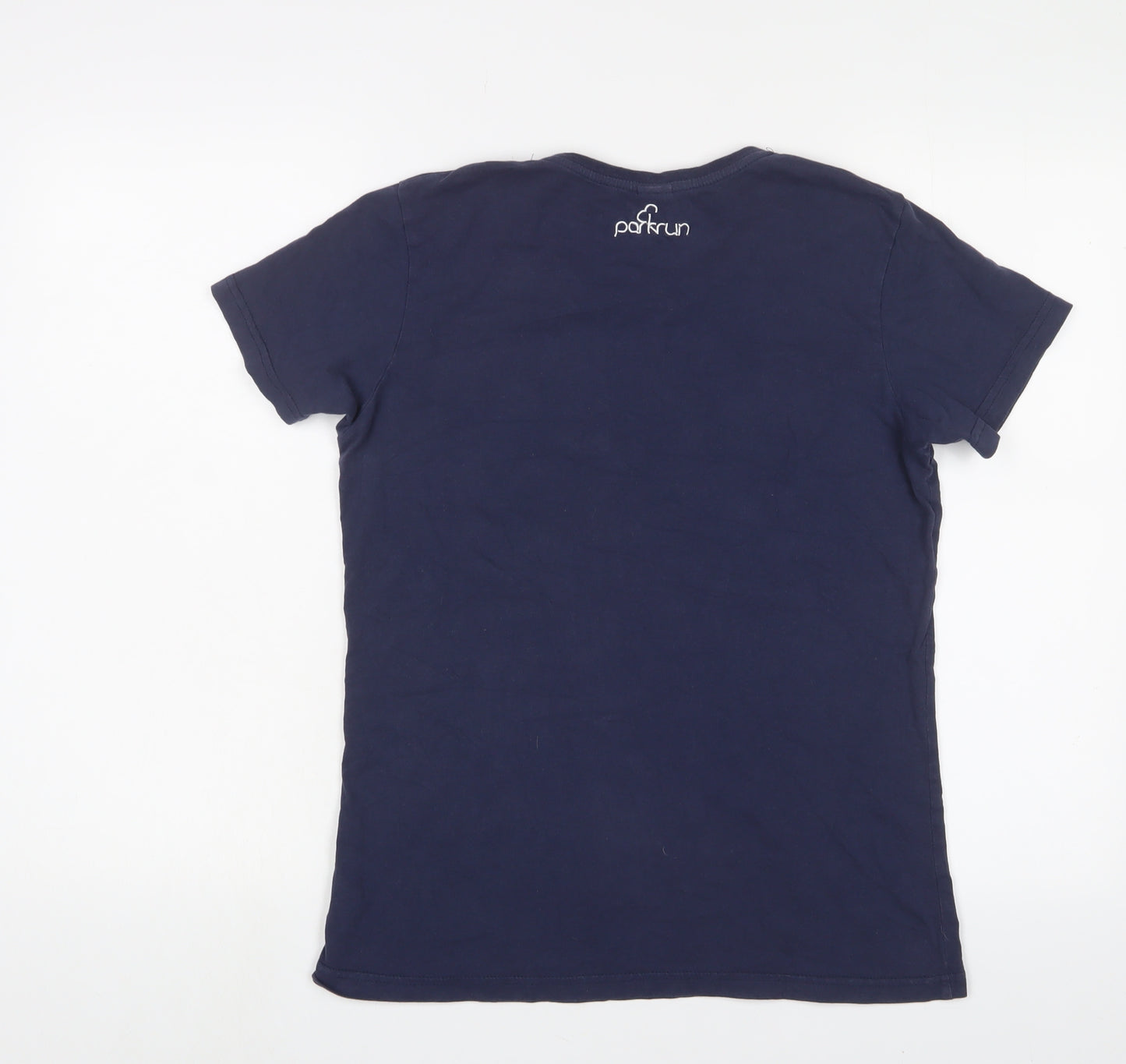 Parkrun Womens Blue Cotton Basic T-Shirt Size 12 Crew Neck - Embroidered