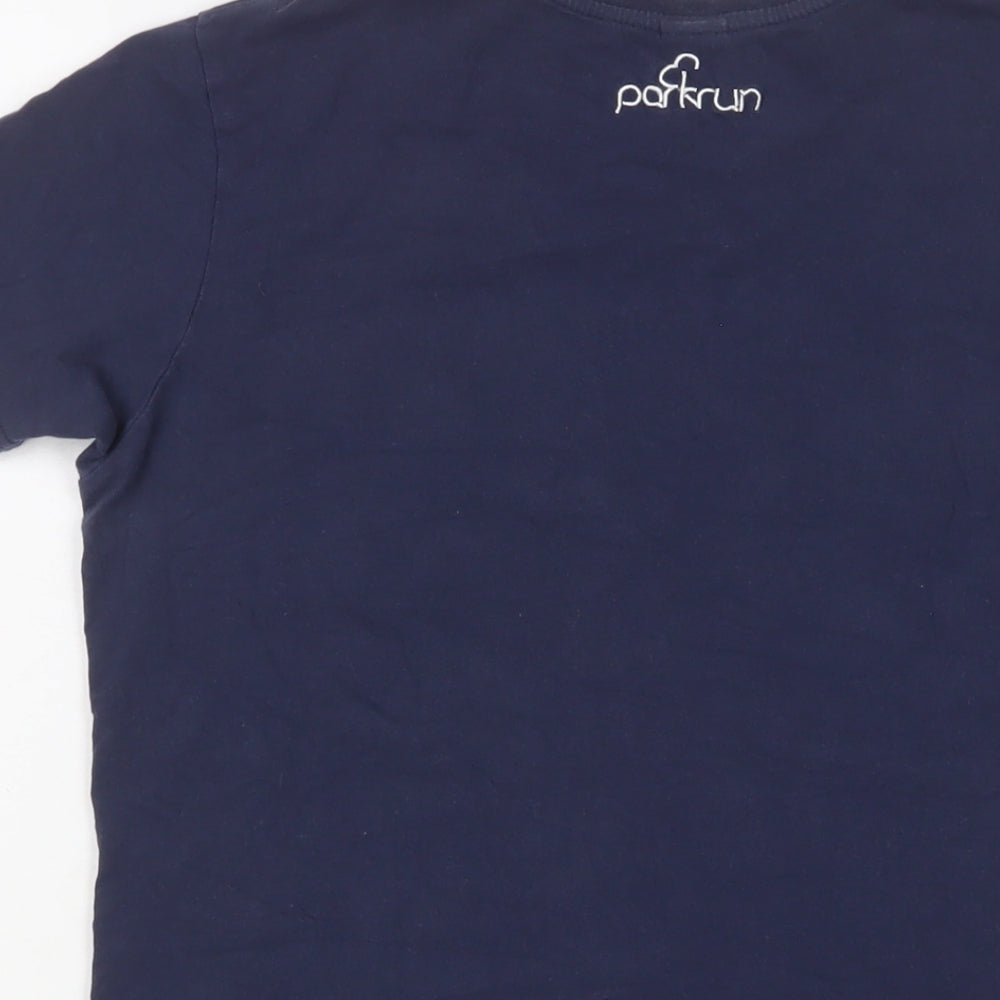 Parkrun Womens Blue Cotton Basic T-Shirt Size 12 Crew Neck - Embroidered