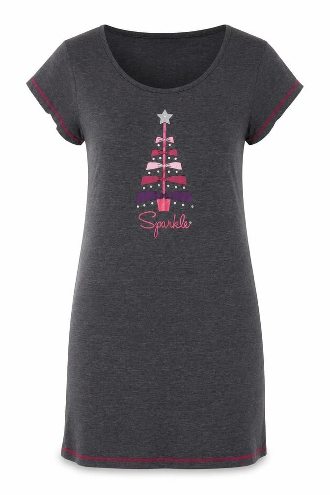 Front view of Love Cotton women’s grey solid cotton top dress, size UK 12, - sparkle