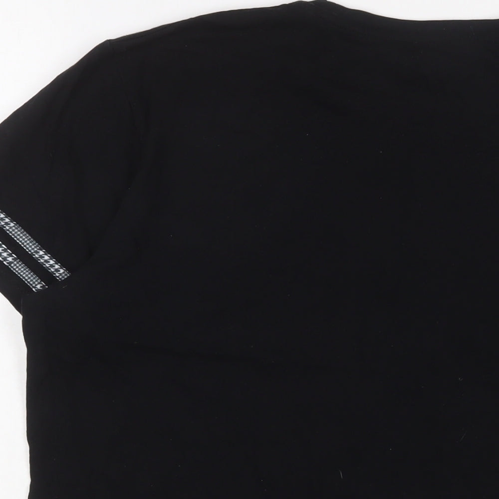 Boohoo Mens Black Cotton T-Shirt Size L Crew Neck - Logo, Embroidered