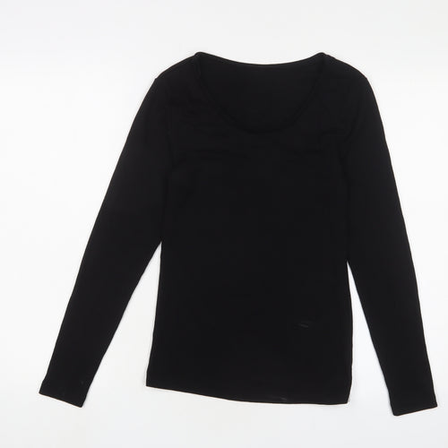 Marks and Spencer Womens Black Acrylic Basic T-Shirt Size 12 Crew Neck