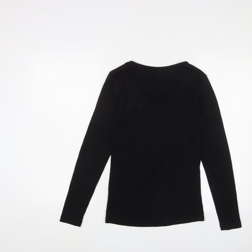 Marks and Spencer Womens Black Acrylic Basic T-Shirt Size 12 Crew Neck