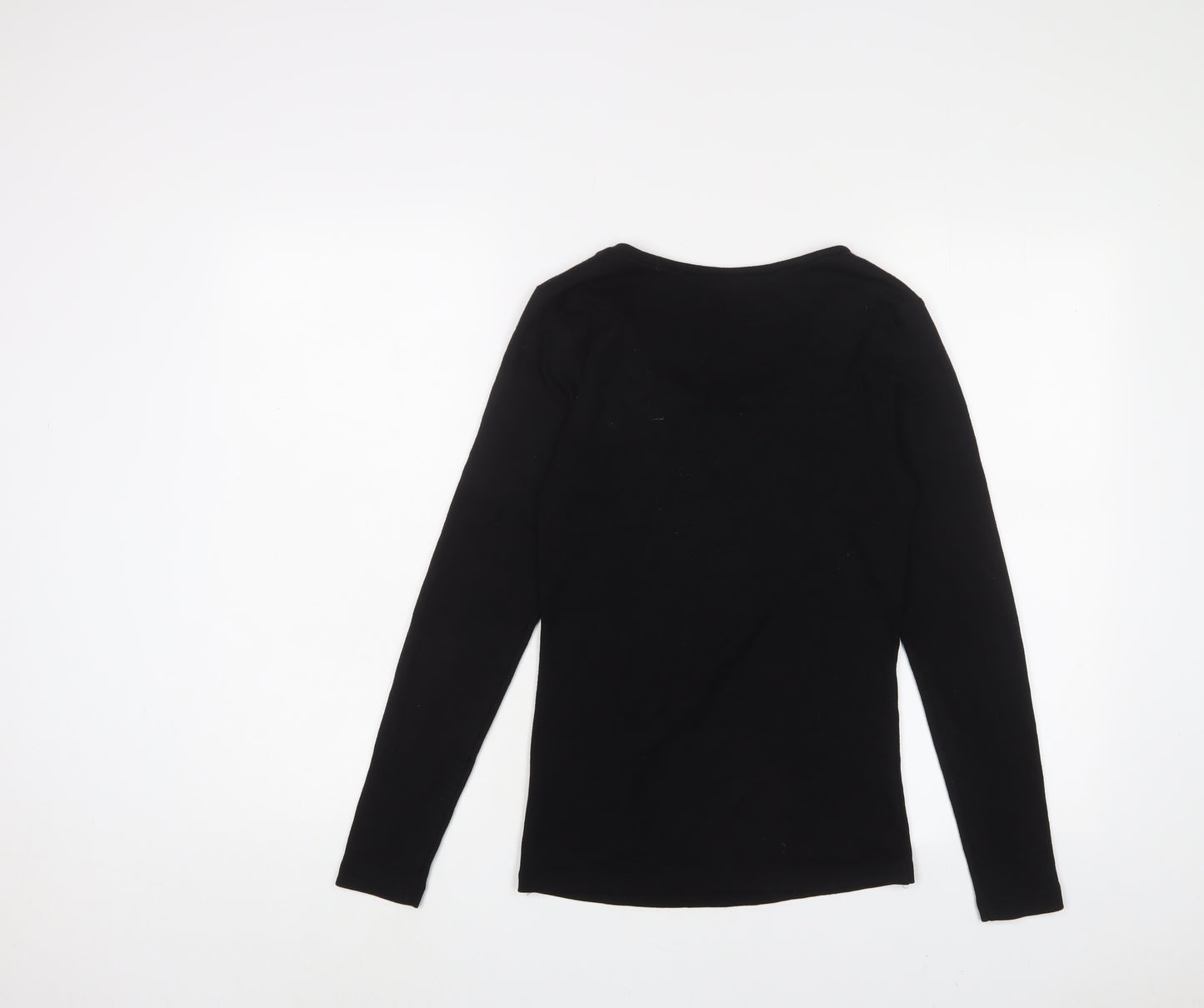 Marks and Spencer Womens Black Acrylic Basic T-Shirt Size 12 Crew Neck