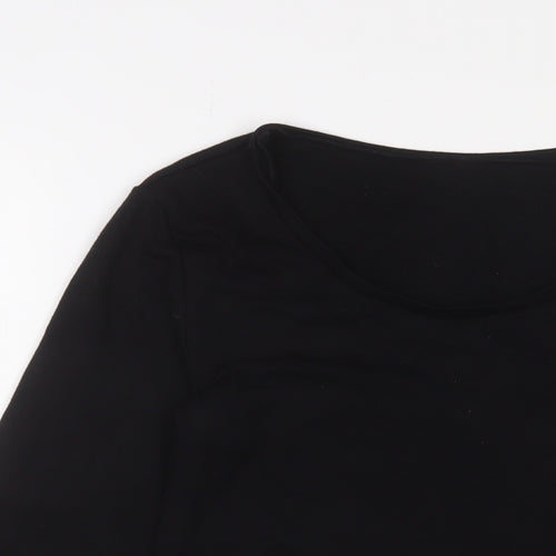 Marks and Spencer Womens Black Acrylic Basic T-Shirt Size 12 Crew Neck