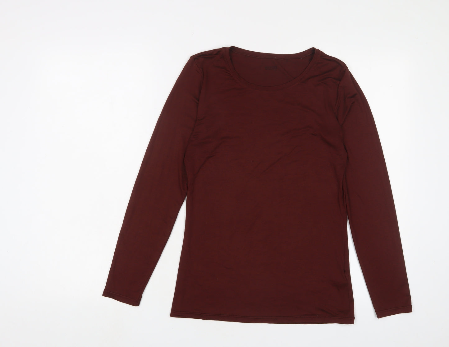 Uniqlo Womens Brown Polyester Basic T-Shirt Size M Crew Neck