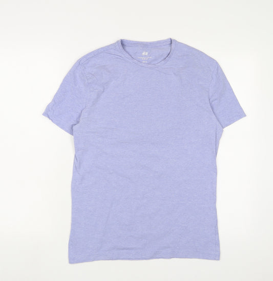 H&M Mens Blue Cotton T-Shirt Size M Crew Neck