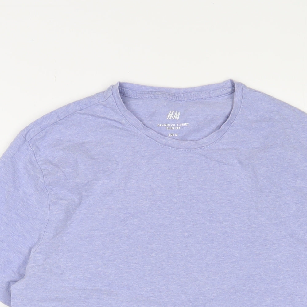 H&M Mens Blue Cotton T-Shirt Size M Crew Neck