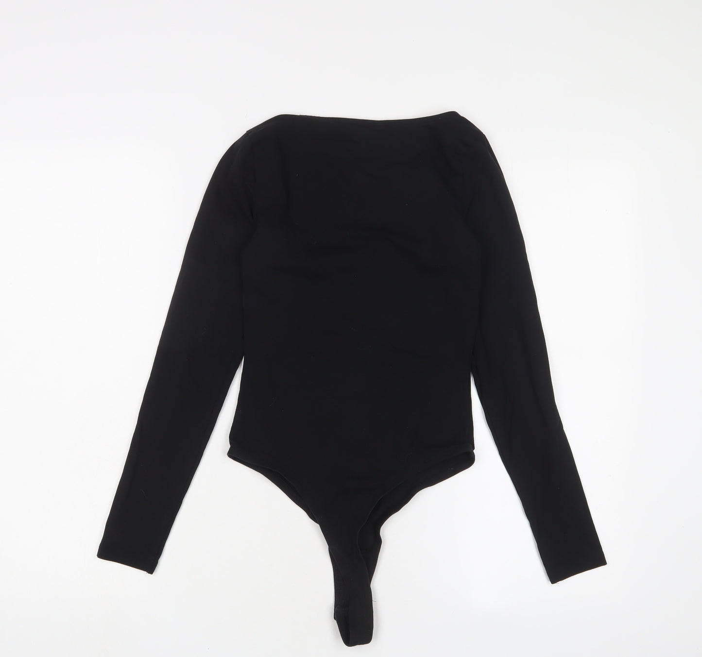 New Look Womens Black Cotton Bodysuit One-Piece Size 6 Snap