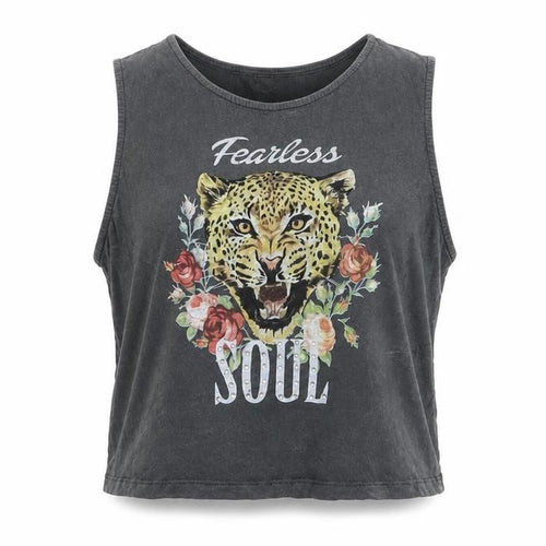 New Look Womens Grey Cotton Cropped Tank Size 8 Crew Neck - Fearless Soul