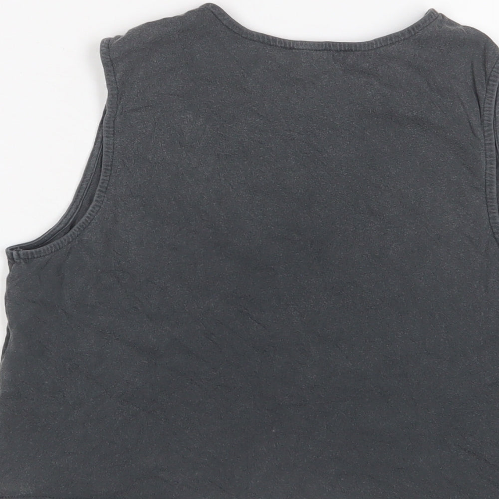 New Look Womens Grey Cotton Cropped Tank Size 8 Crew Neck - Fearless Soul