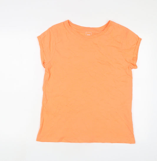 River Island Womens Orange Cotton Basic T-Shirt Size 12 Crew Neck